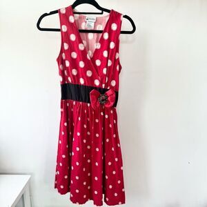 Disney Parks Official Minnie Mouse Polka Dot Swing Dress Red White XS